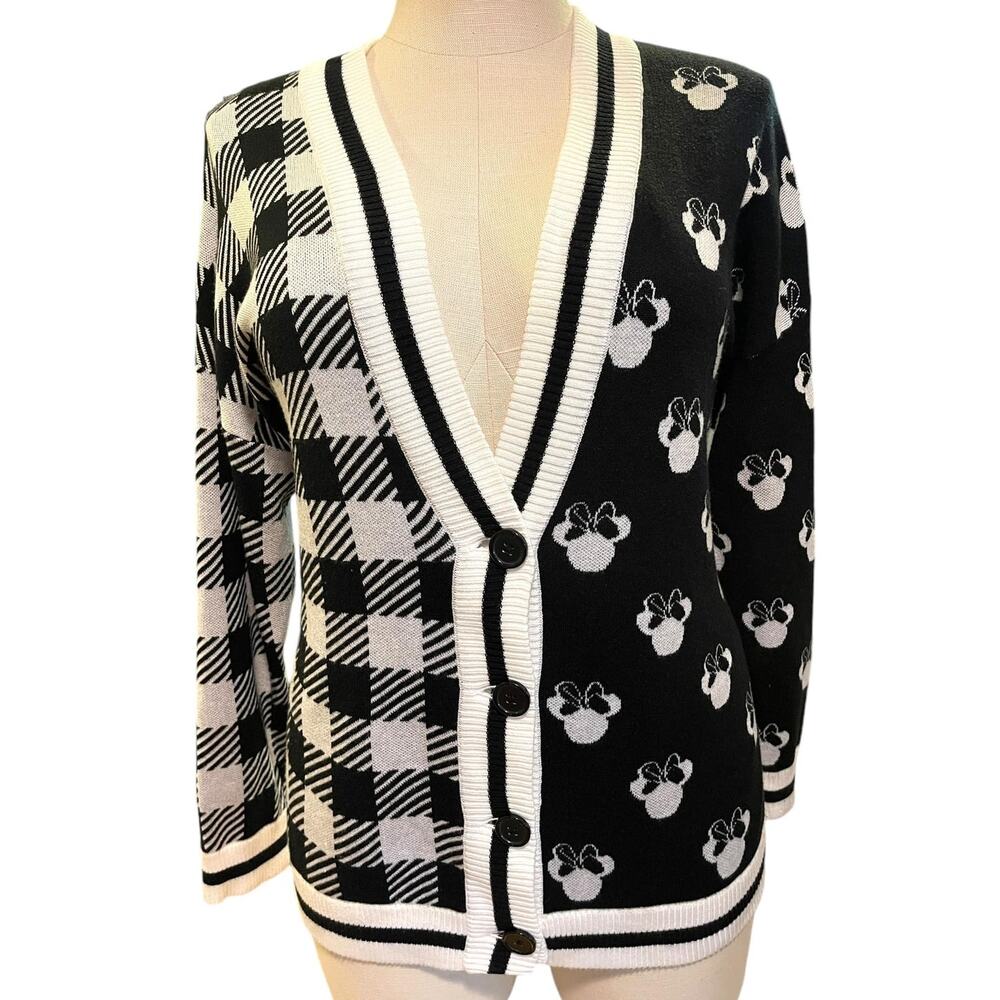 Torrid 1 (1X 14/16) Disney Minnie Mouse Houndstooth Button Up Sweater Cardigan